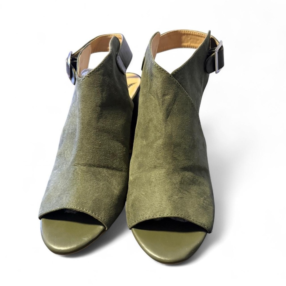 Olive Green Women's Peep Toe Ankle Boots